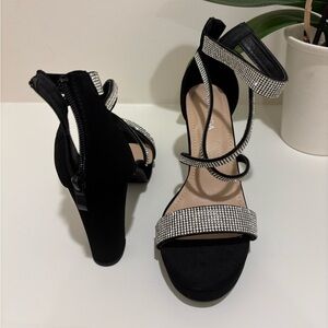 *Never worn* Elegant Black Rhinestone Strappy Heels